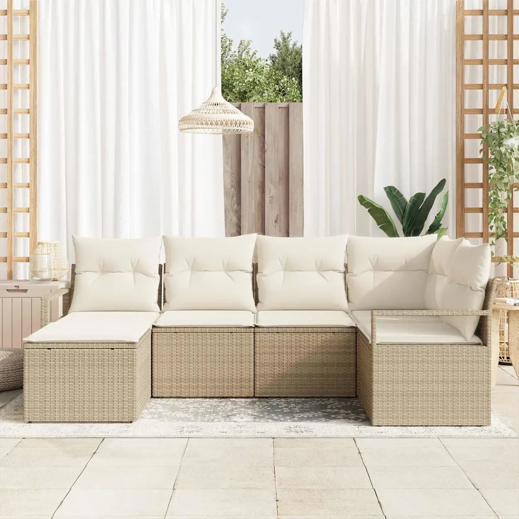 Set di divani con cuscino 6 pcs Beige polyrattan