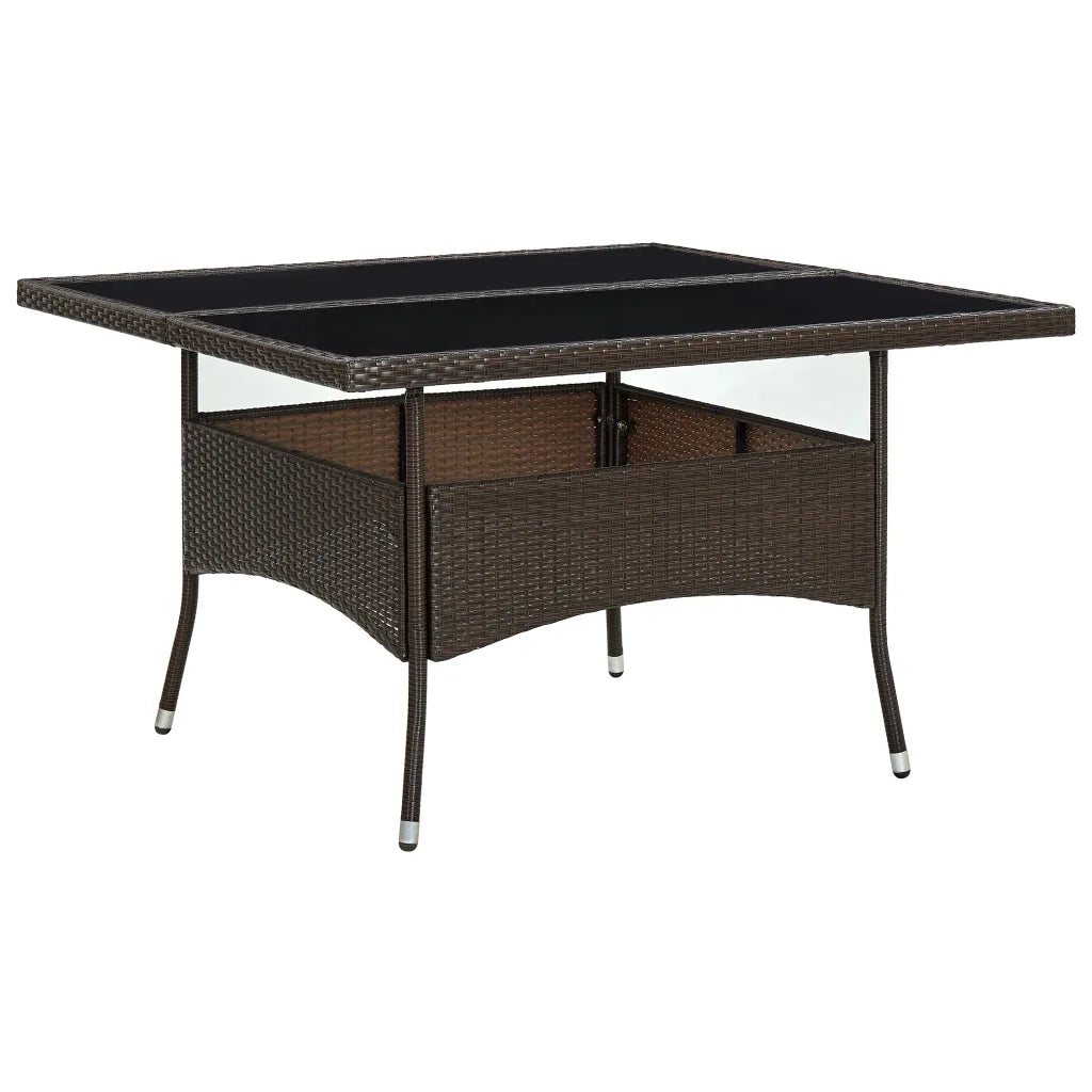 Tavolo da Pranzo da Giardino Marrone in Polyrattan e Vetro cod mxl 34404