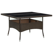 Tavolo da Pranzo da Giardino Marrone in Polyrattan e Vetro cod mxl 34404