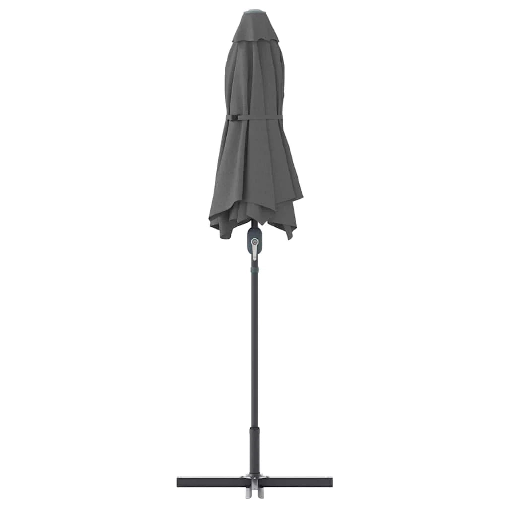 Ombrellone da giardino pieghevole moderno 370 x 197 x 239 cm facile da trasportare resistente realizzato in poliestere color antracite 02_0058741