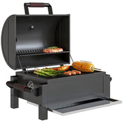 Barbecue a carbone con coperchio, griglia riscaldante, cassetto cenere, termometro, inox ¨C zephmum ¨C Nero/Rosso 67x53x55cm