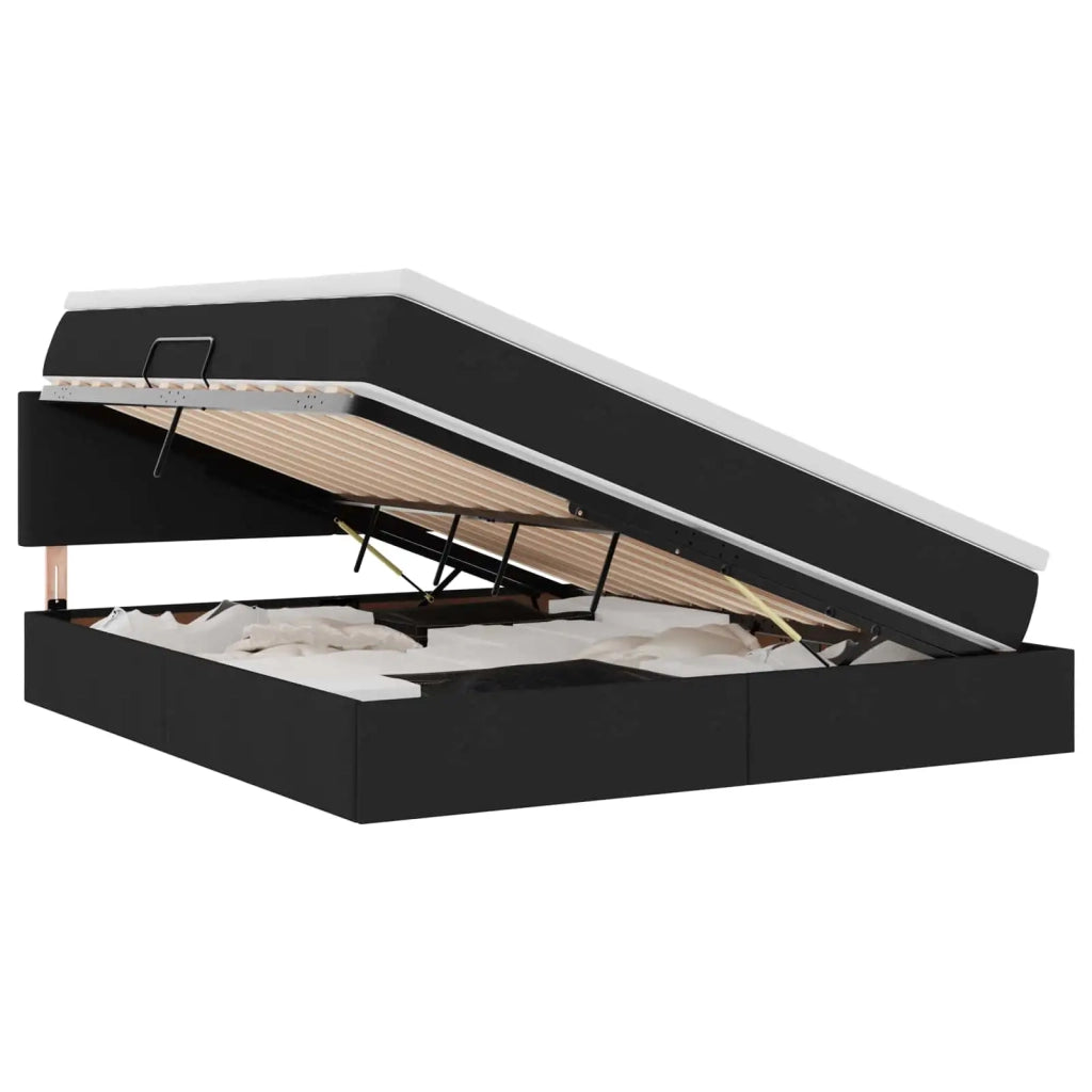 Letto con contenitore LED e materasso Nero 180 x 200 cm Tessuto