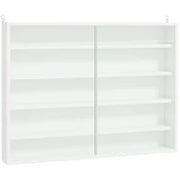 Vetrina Espositiva da Parete a 4 Ripiani Regolabili, Vetrinetta per Collezionismo, Bacheca Espositore a Muro per Oggetti da Collezione, in Vetro e Truciolato, 80x9.5x60 cm, Bianco