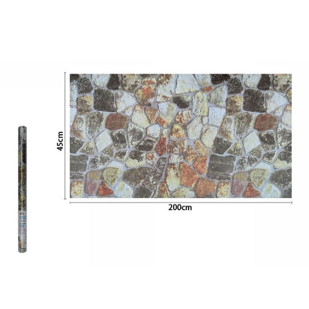 Trade Shop - Rotolo Pellicola Adesiva Pvc Effetto Pietre 45cmx2 Mt Mobili Casa Cassetti 71271 -
