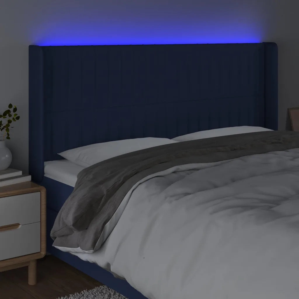 Testiera a LED Blu 203x16x118/128 cm in Tessuto 3124314
