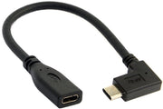 Cavo di Alimentazione USB C a 90 Gradi - 20 cm - Transfert dei Dati - Ideale per MacBook e Tablet - Tipo C Connessione