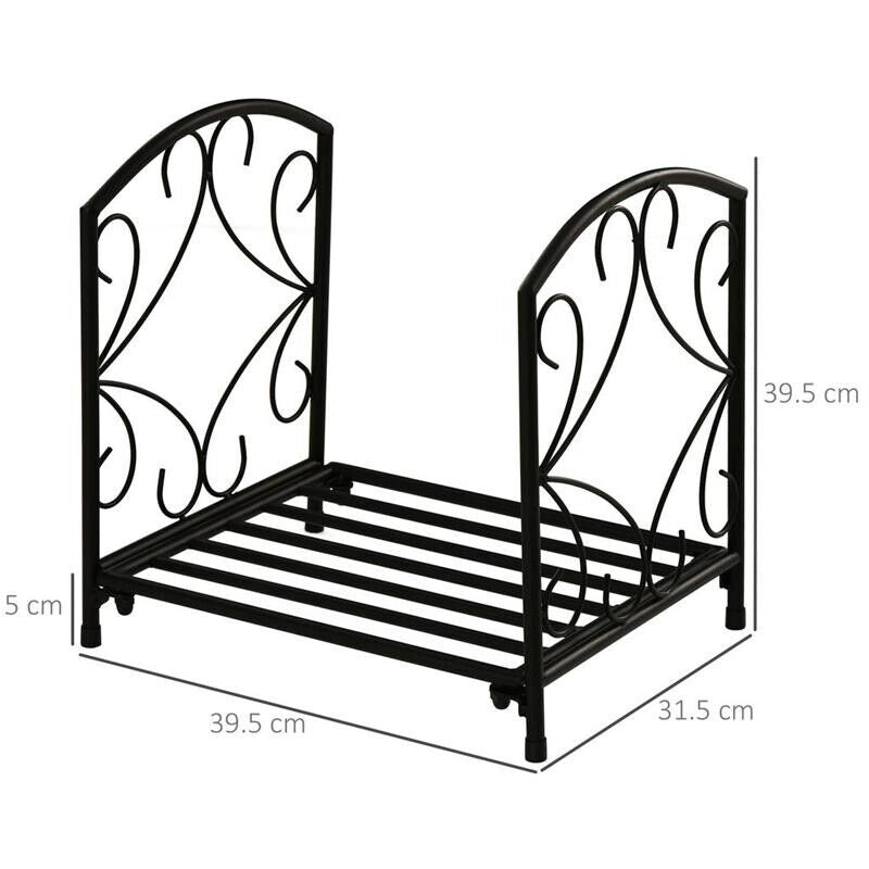 PORTALEGNA PER CAMINO DA INTERNO ED ESTERNO IN METALLO CON BASE RIALZATA PER 50KG DI LEGNA 39.5X31.5X39.5CM NERO