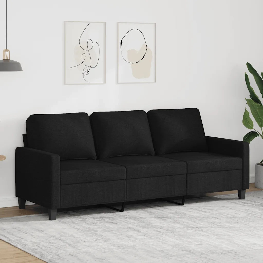 Divano | Divano da soggiorno | Sofa a 3 Posti Nero 180 cm in Tessuto