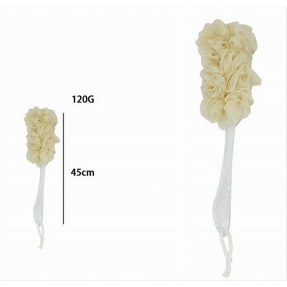 Trade Shop - Spazzola Lavaschiena Esfoliante Bagno Doccia Spugna Giallo Manico Scrubber 79603 -