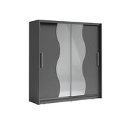 Armadio con 2 porte scorrevoli e specchio 205 cm - grigio grafite - Collezione BAHIA