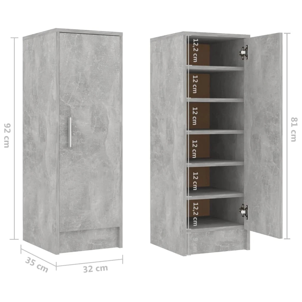 Scarpiera mobile contenitore per scarpe mobile per ingresso/corridoio/soggiorno 32 x 35 x 92 cm legno ingegnerizzato grigio 02_0021811