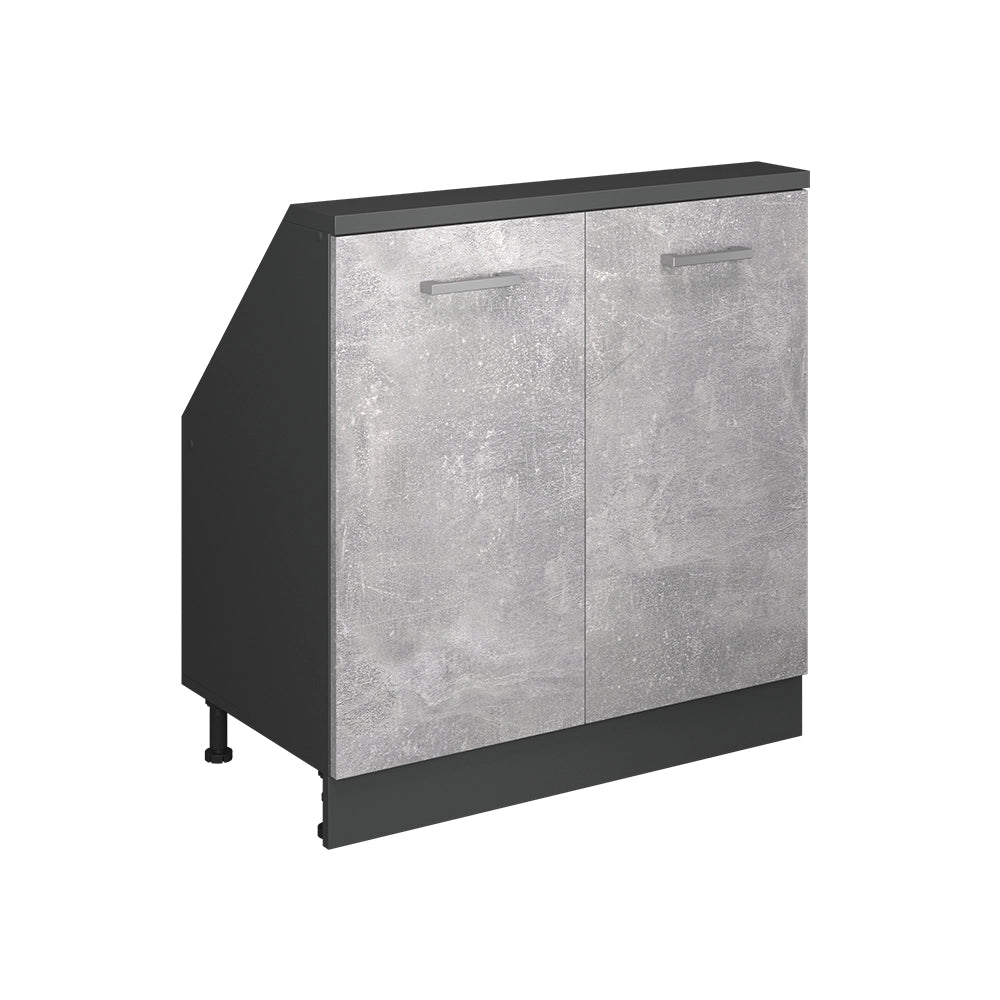 Mobile cucina sottotetto R-Line Calcestruzzo/Antracite 80 cm con 2 porte Vicco