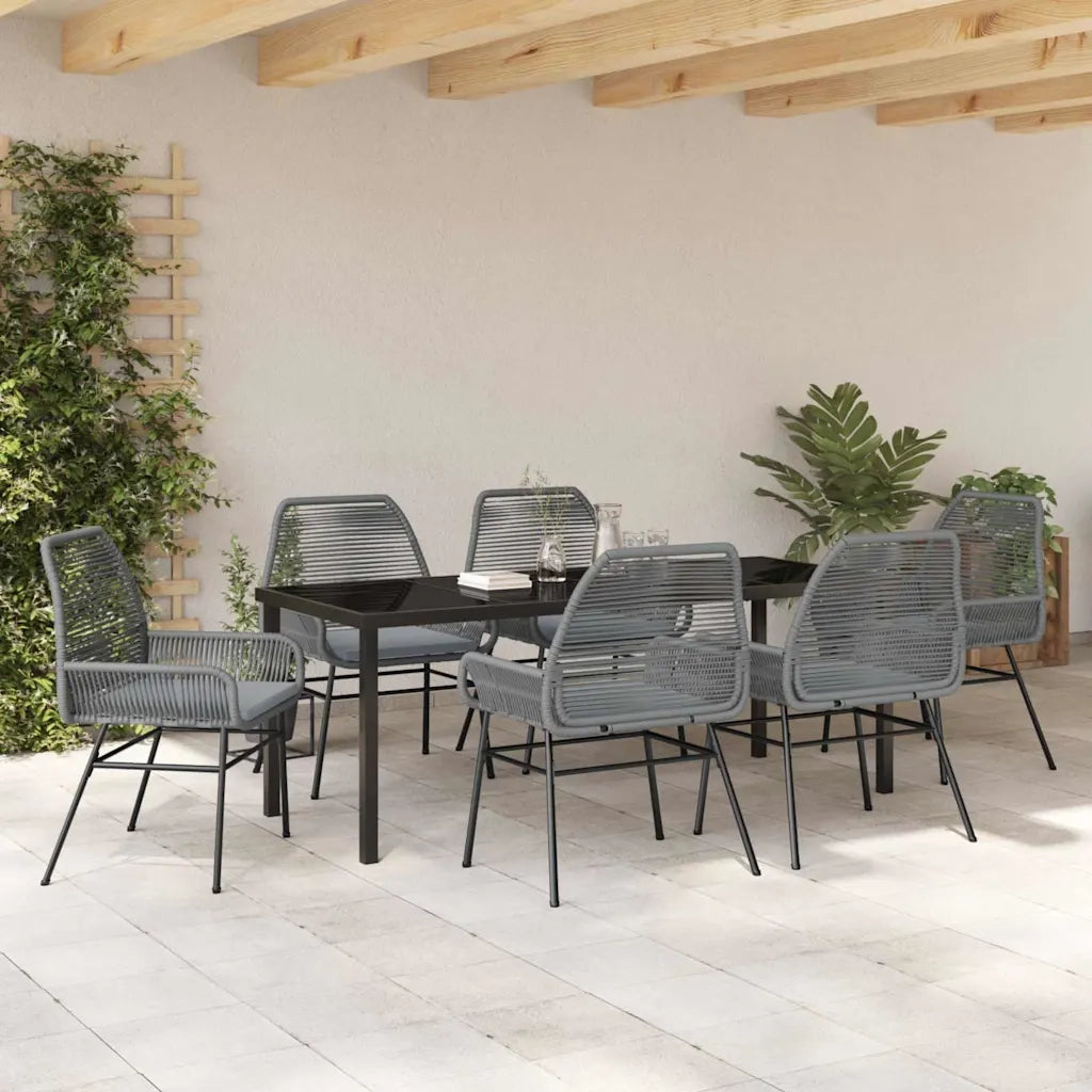 Set da Pranzo per Giardino con cuscino 7 pcs Grigio polyrattan 3380888