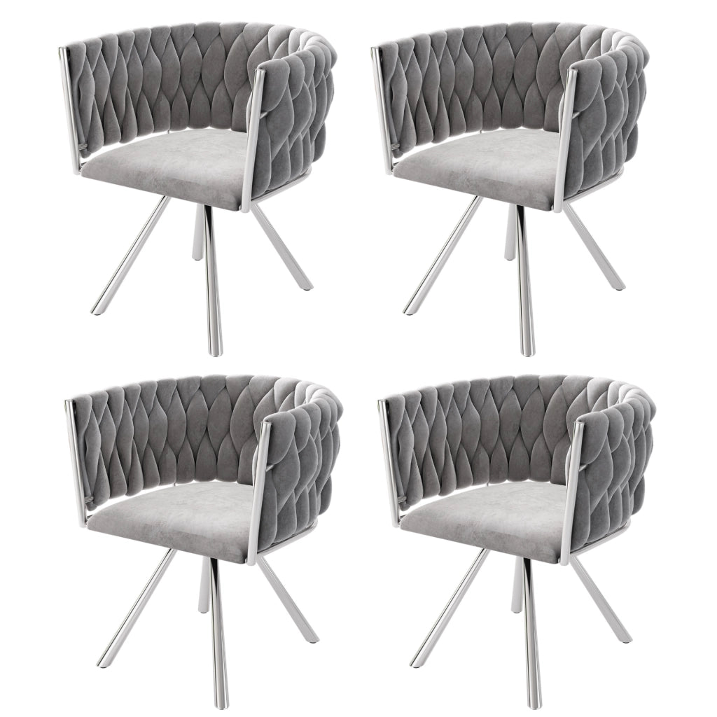 Sedia da Pranzo Girevole in Velluto ¨C Xylo ¨C Grigio, Gambe in Metallo, Set 4 Pezzi