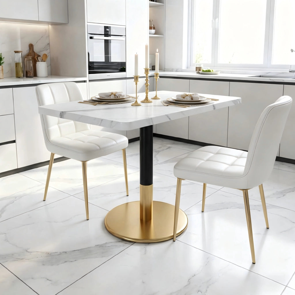 Tavolo da pranzo rettangolare per 2 persone 80x60 cm; bianco e nero