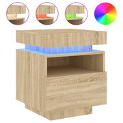 Comodino | Armadio da Notte | Mobiletto da notte con Luci LED Rovere Sonoma 40x39x48,5 cm