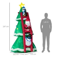 Albero di Natale Gonfiabile con Babbo Natale e Luci LED, Gonfiatore Incluso, 162x125x247cm