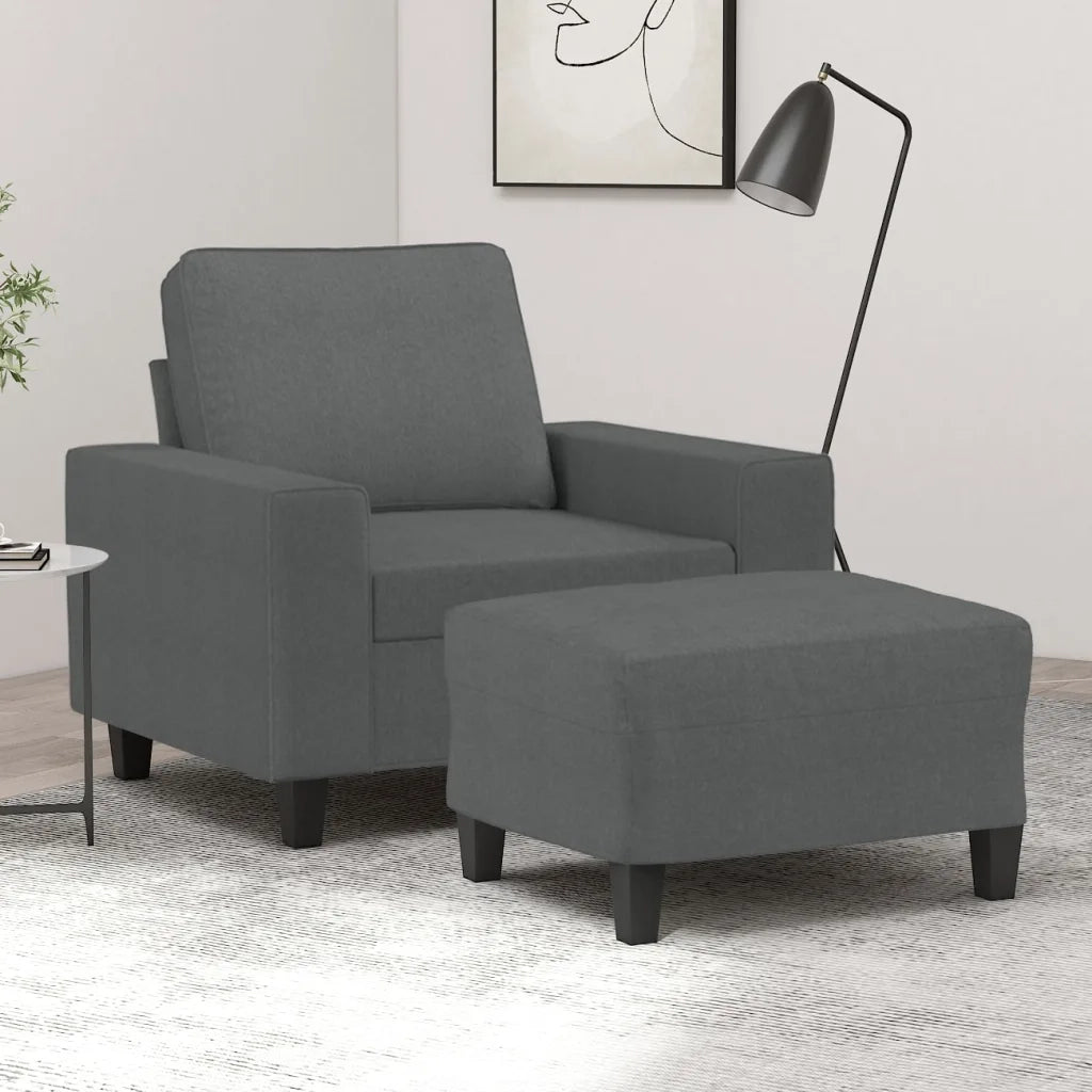 Divano Sedia-Poltrona con Poggiapiedi Grigio Scuro 60 cm in Tessuto 728154