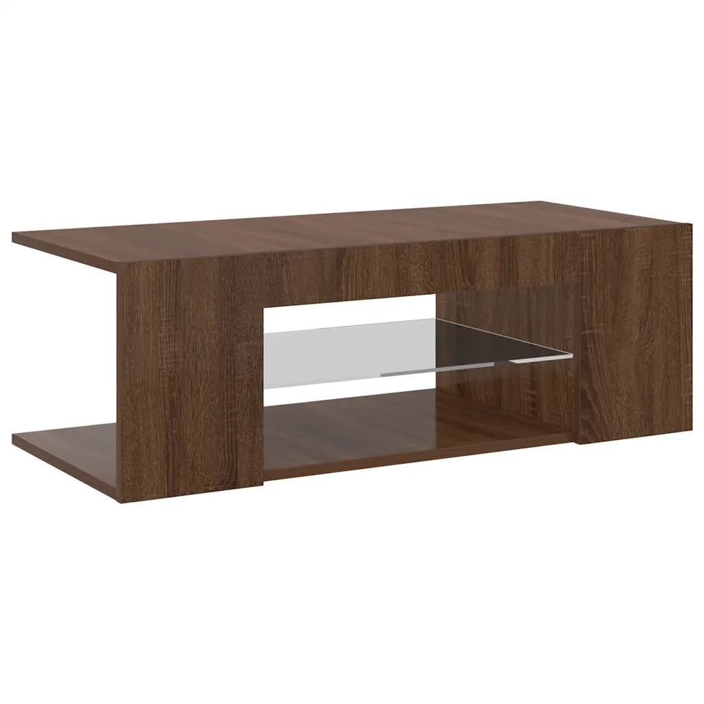 Mobile Porta TV con Luci LED Rovere Marrone 90x39x30 cm