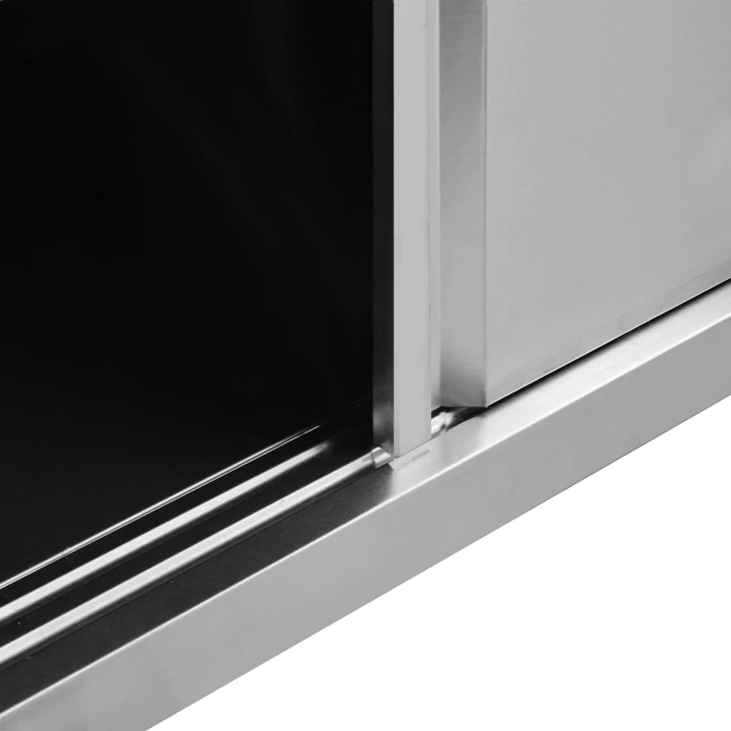 Set di due tavoli con ante scorrevoli 240 cm cucina professionale in acciaio inox 02_0000010