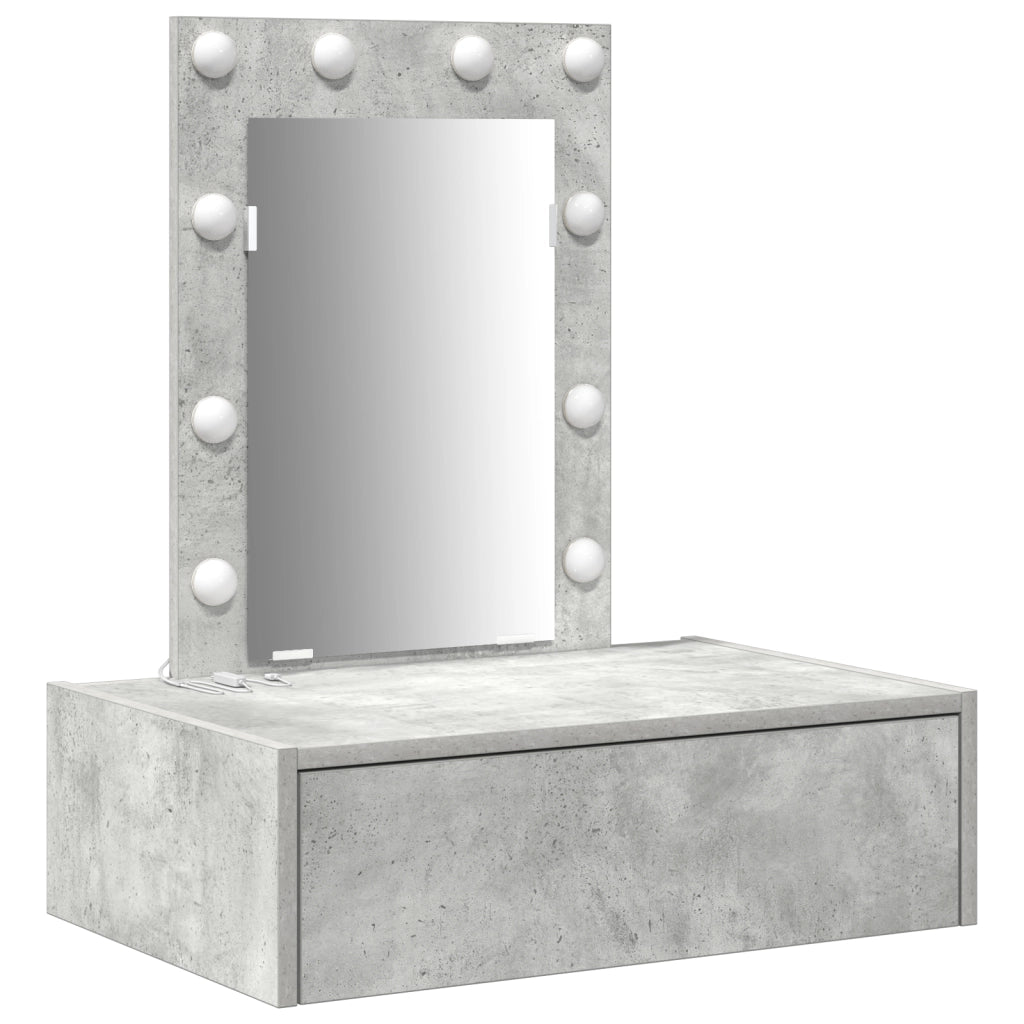 Tavolo da trucco a parete con luci LED Grigio cemento