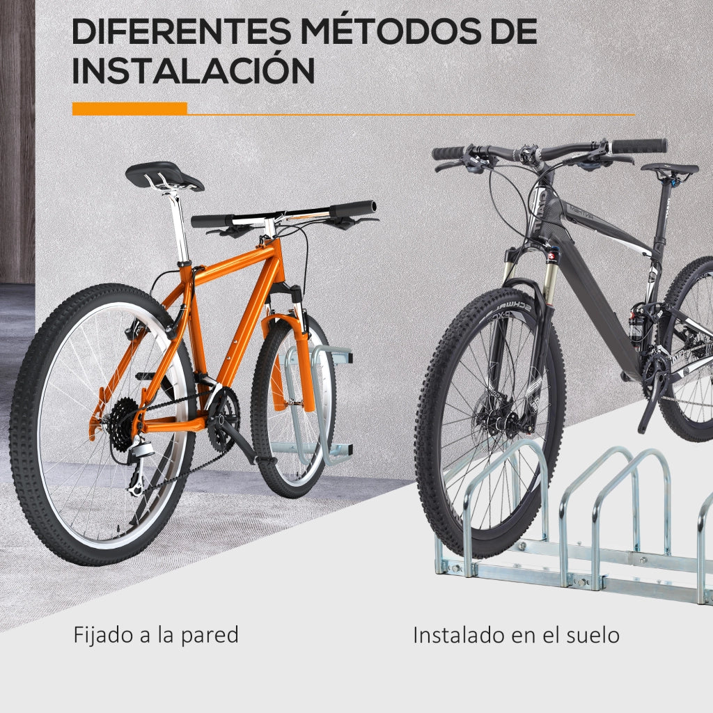 Parcheggio Biciclette per 4 ¨C zephmum ¨C Acciaio Argento 110x33x27 cm