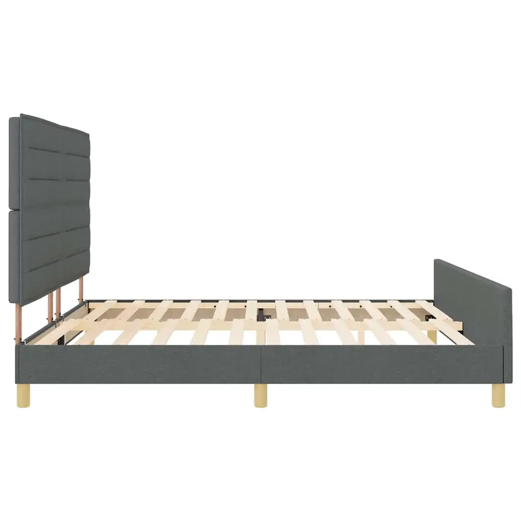 Struttura del letto-Giroletto Grigio scuro 200 x 200 cm Tessuto 981053