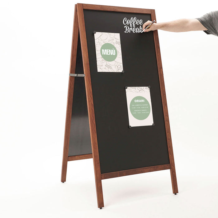 Lavagna a Cavalletto Magnetica 59x119 cm Cornice in Legno di Faggio Dark Wood