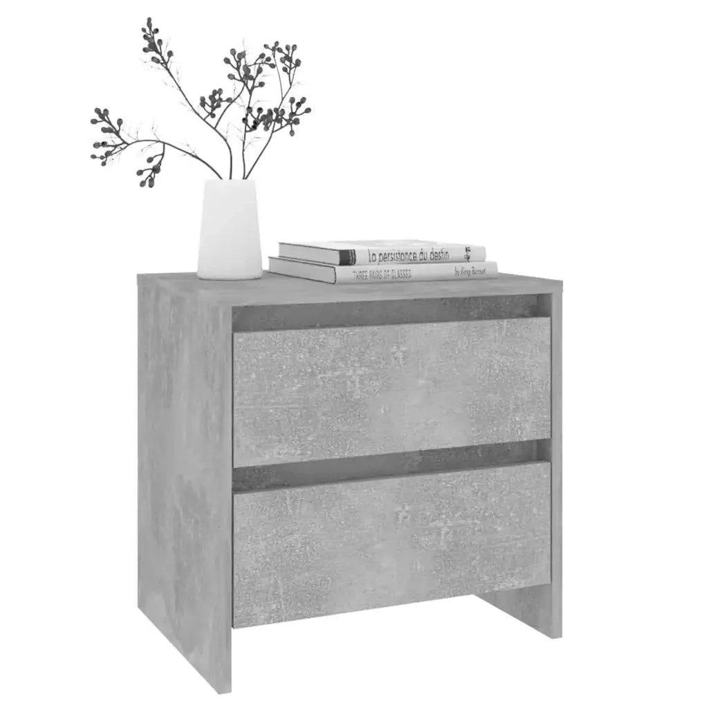 Comodino | Armadio da Notte | Mobiletto da notte Grigio Cemento 45x34,5x44,5 cm in Truciolato