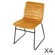 Set di 4 sedie in velluto a coste giallo collezione NETS stile industriale
