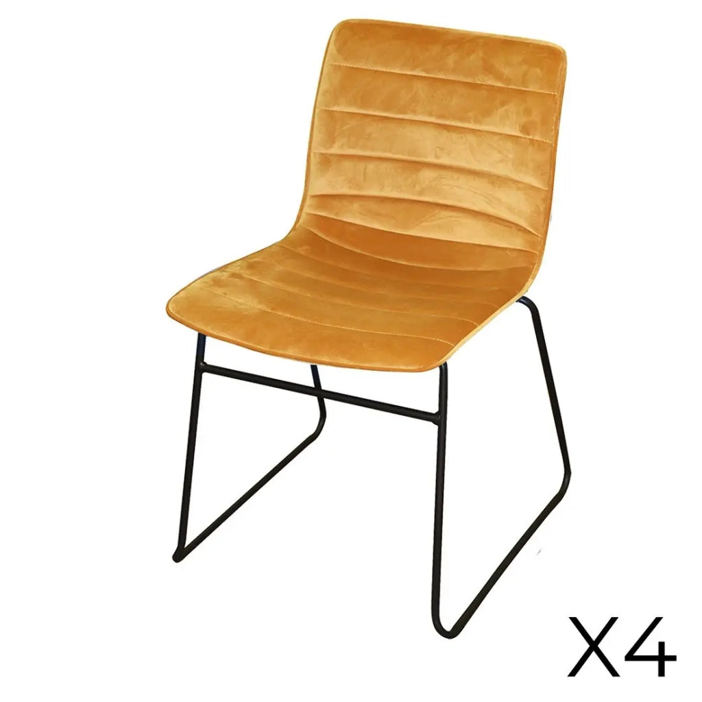 Set di 4 sedie in velluto a coste giallo collezione NETS stile industriale