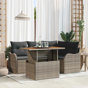 Set Divano da Giardino 5 pcs Grigio Poly Rattan 3358190