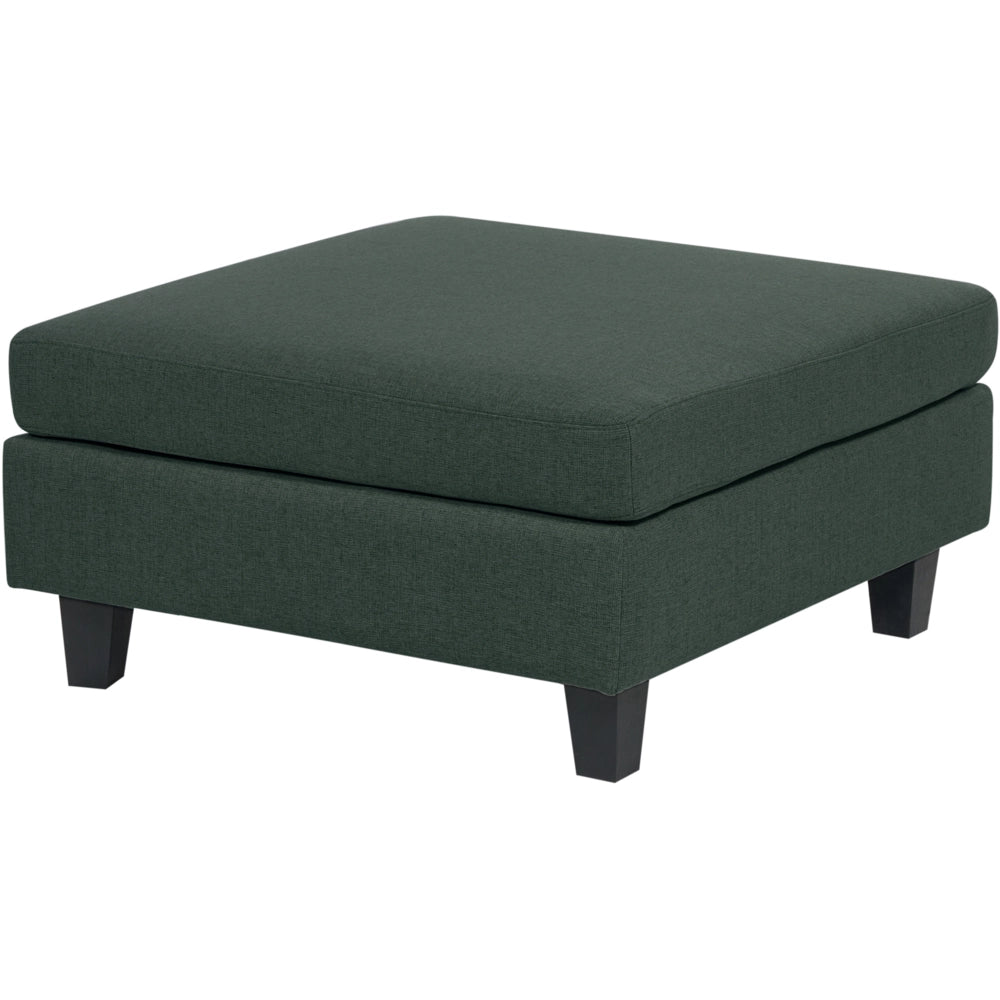 Divano Componibile Rivestito In Tessuto Verde Scuro 3 Posti con ottomano stile moderno