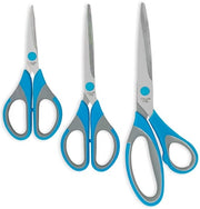 Set di forbici da taglio per carta, cartone e stoffa - 3 pezzi - Lame in acciaio inossidabile - Manico morbido - 21,5 cm/18 cm/14,5 cm - Adatto per mani sinistre e destre - Taglierino da carta.
