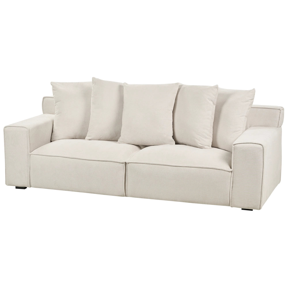 Divano 3 Posti in velluto Color bianco sporco confortevole soggiorno moderno retrò