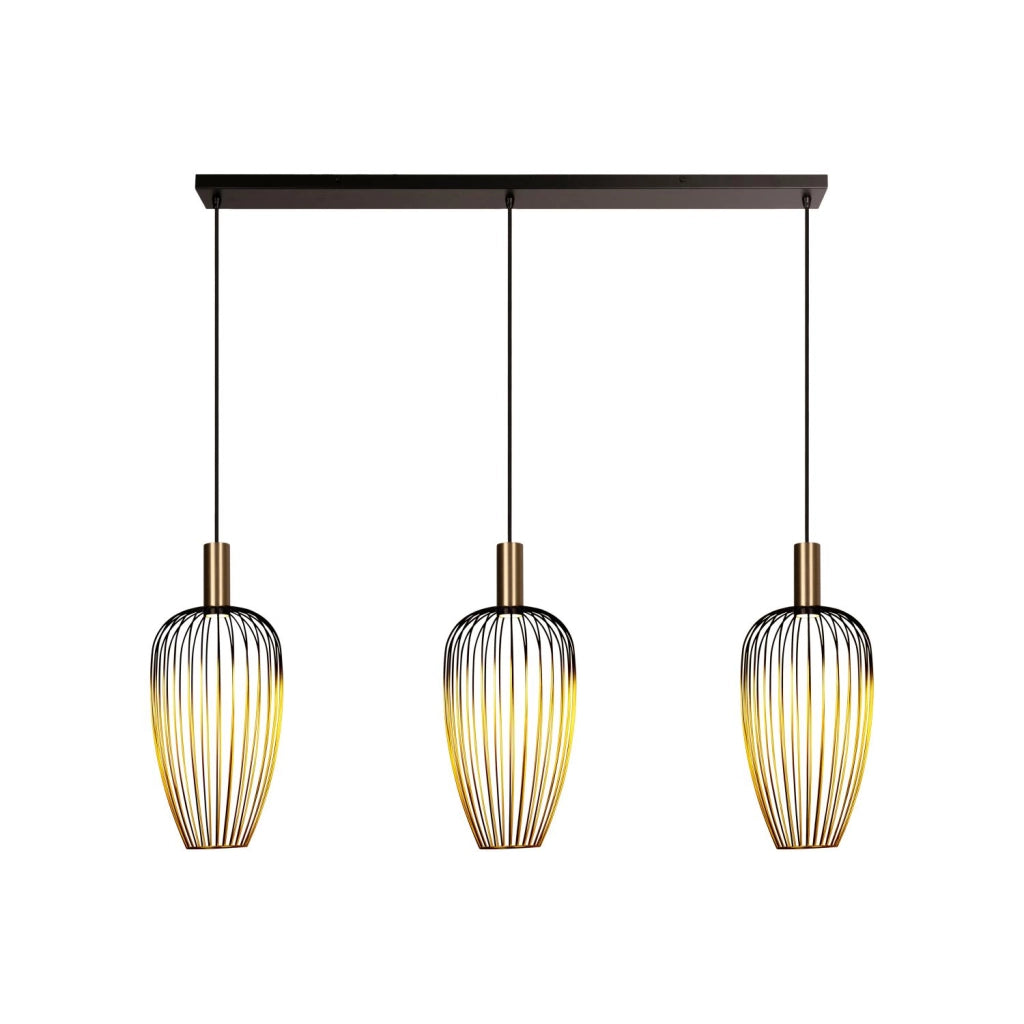 Lampada sospesa industriale AURELIE 3xGU10 oro nero