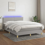 Letto a Molle Materasso e LED Grigio Chiaro 140x200 cm Tessutocod mxl 74833