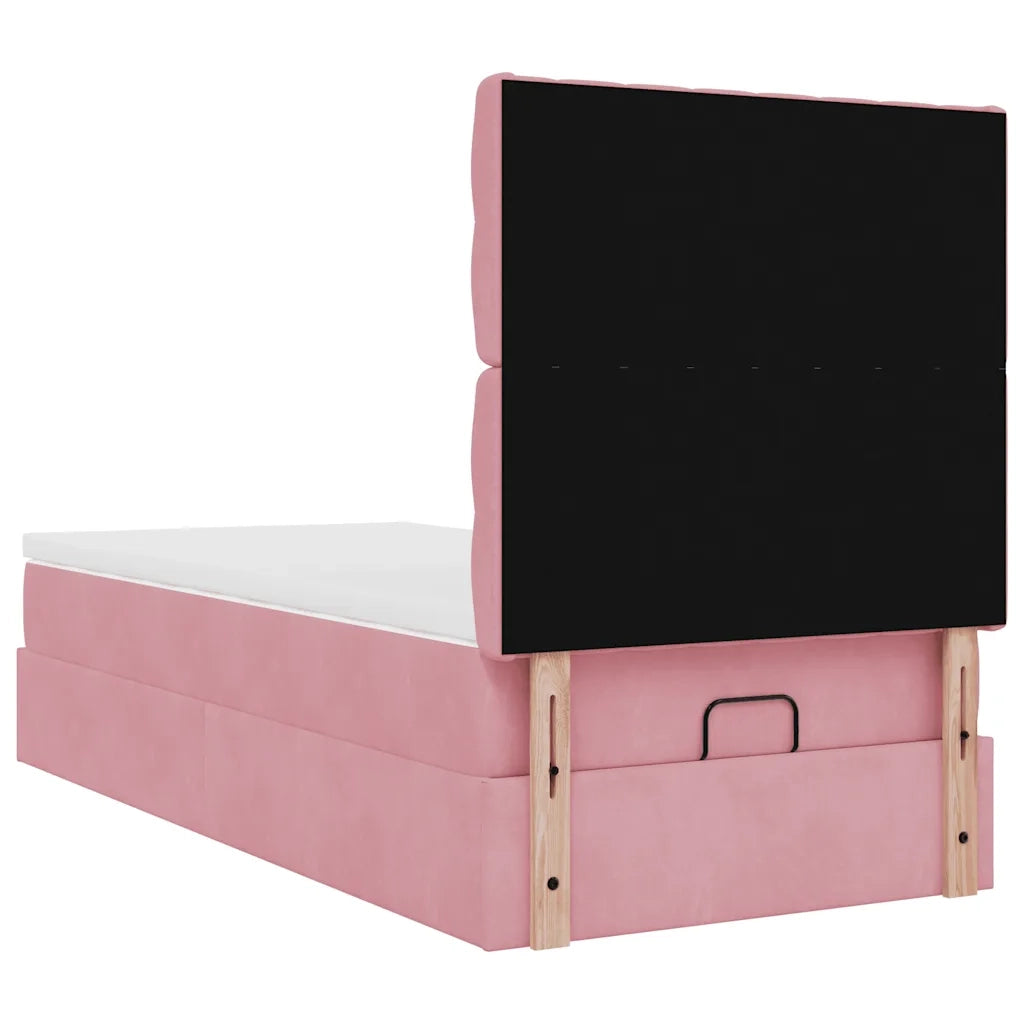 Struttura Letto Pouf con Materassi Rosa 80x200 cm Velluto 3313510
