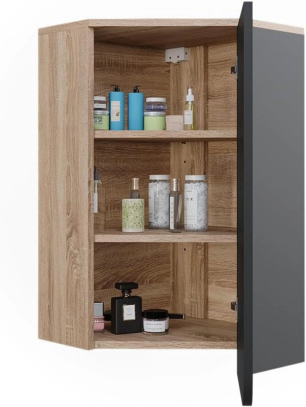 Mobiletto da bagno Karen, Antracite, 50 x 75 cm con porta e vani aperti