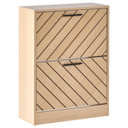 Scarpiera a 2 scomparti in legno MDF con finitura melaminica design scandinavo marrone chiaro