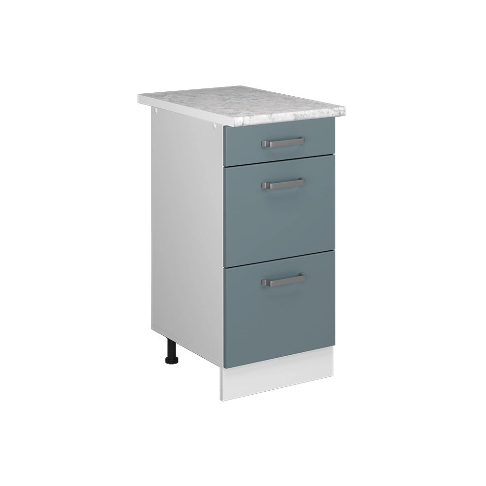 Vicco Mobiletto base per cucina Grigio-blu 40 cm con cassetti PL Marmo
