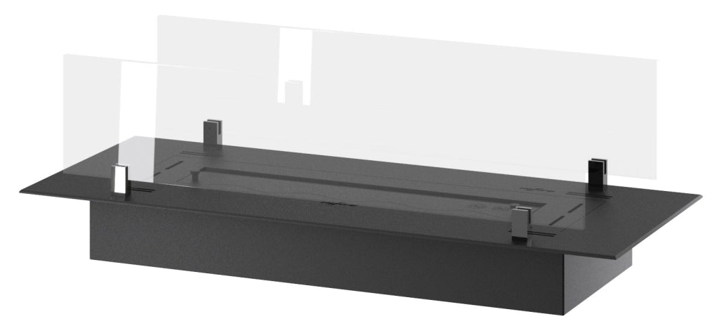 Bruciatore a Bioetanolo da Incasso 80x32x15 cm Insert Slim 800 Nero con Vetro