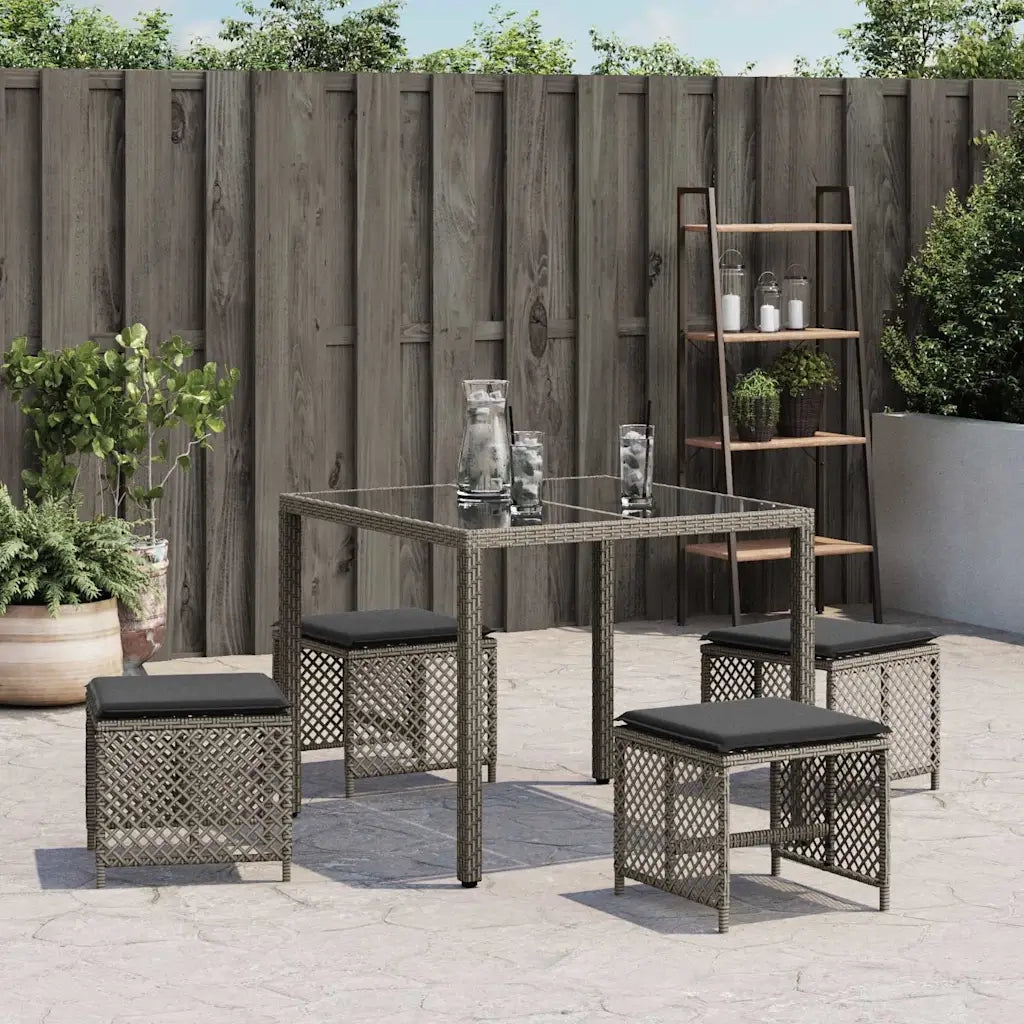 Sgabelli Giardino con Cuscini 4 pz Grigi 41x41x36cm Polyrattan CFW4459813