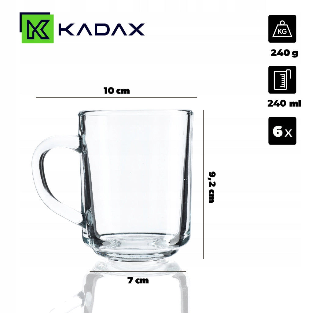 Bicchieri KADAX per tè, caffè e altre bevande con manici, set da 6 pezzi, 240 ml