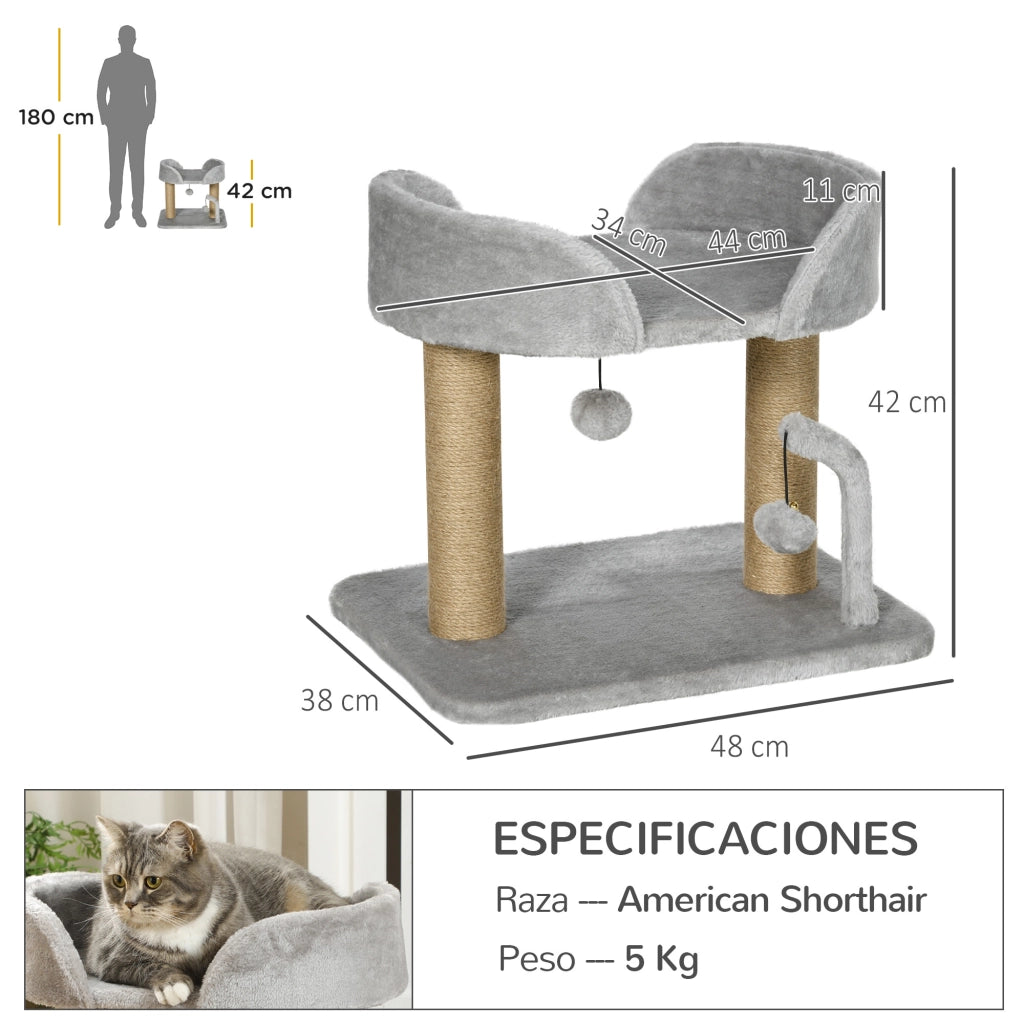Albero tiragraffi per gatti ¨C zephmum ¨C grigio chiaro 48x38x42 cm
