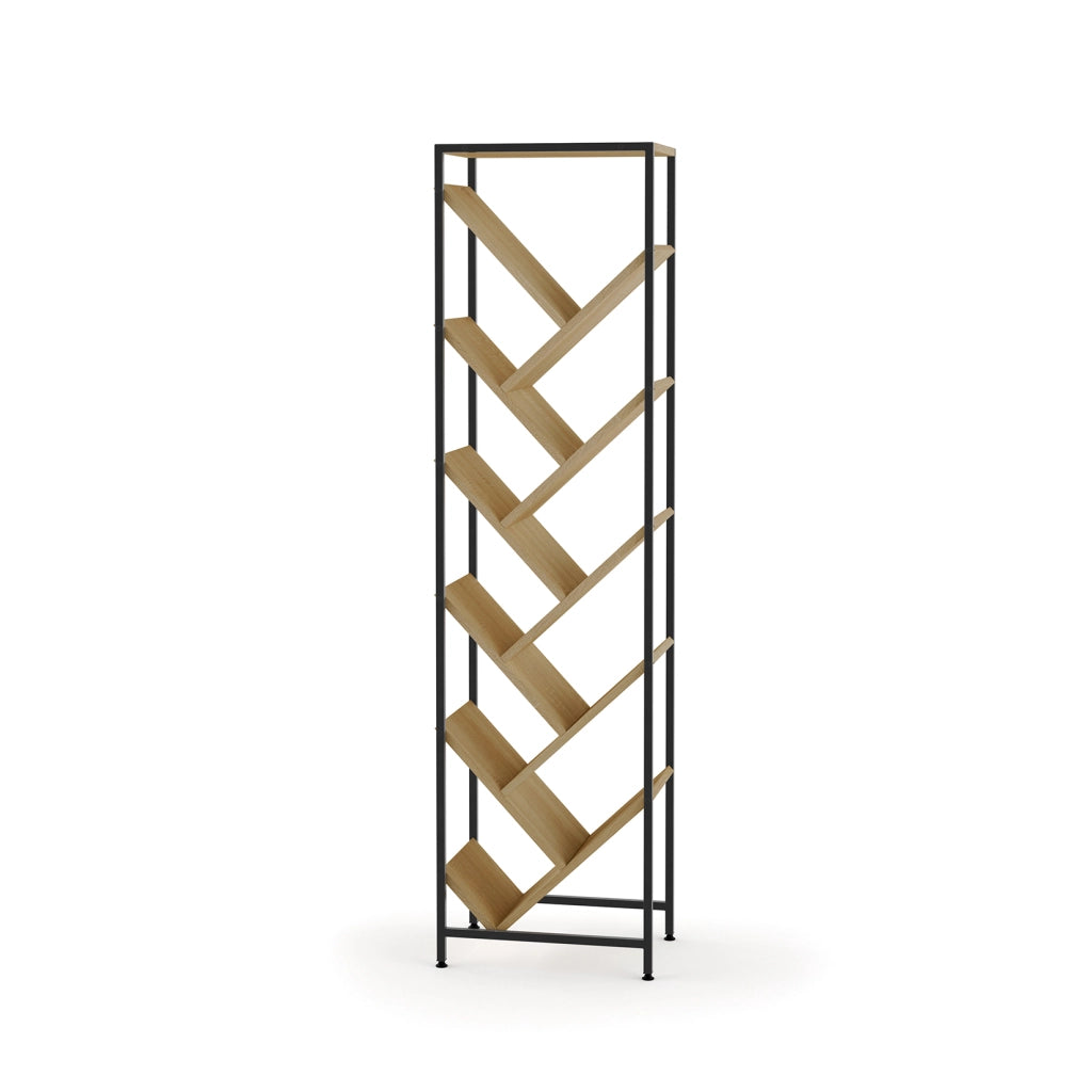 Libreria industriale Hispanohogar finitura rovere e grafite 150x40x26