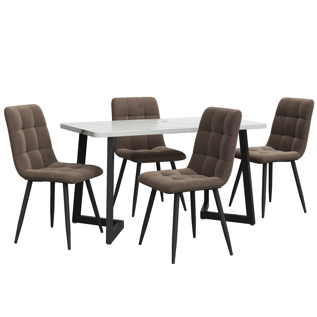 Tavolo da pranzo con 4 sedie in MDF, set rettangolare marrone, per cucina e sala da pranzo, 117 × 68 × 75 cm