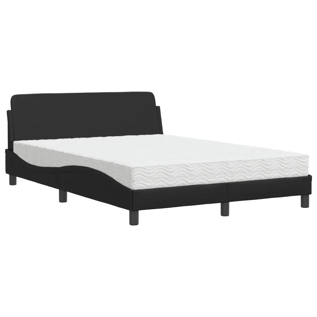 Letto con Materasso-Struttura Letto con Materasso Dover Nero 140x190 cm in Similpelle