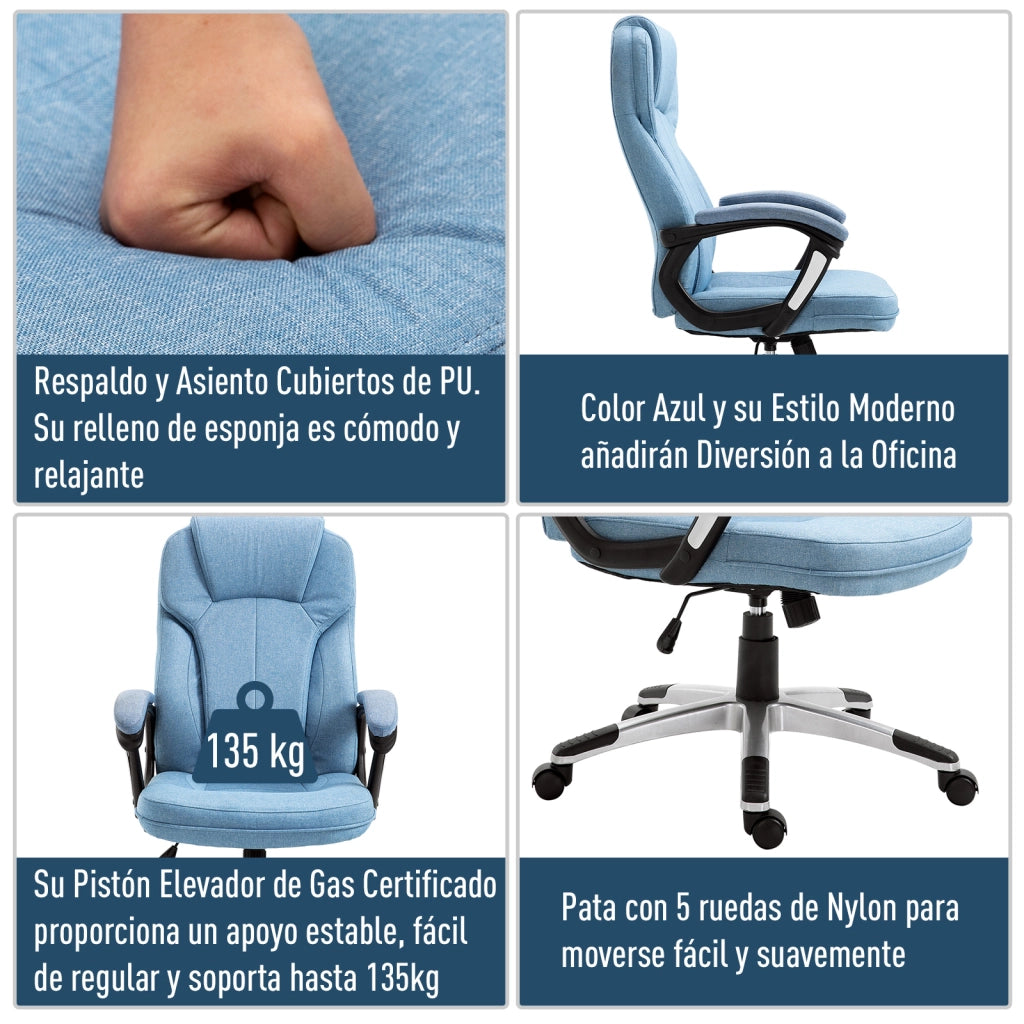 Sedia da ufficio ergonomica con schienale alto ¨C zephmum ¨C 66x75x110-120 cm blu chiaro