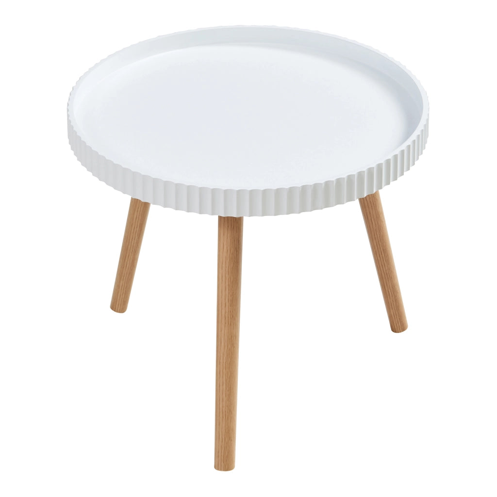 Tavolino Basso Bongard a Piano Rotondo Ø50 x 45 cm -  Bianco [en.casa]